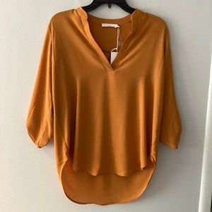 NWT LUSE Gold 3/4 Sleeve Blouse S